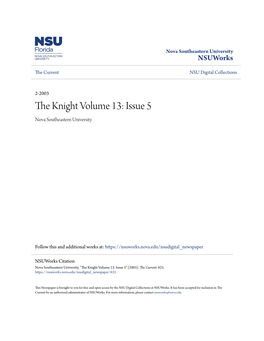 The Knight Volume 13: Issue 5 Nova Southeastern University