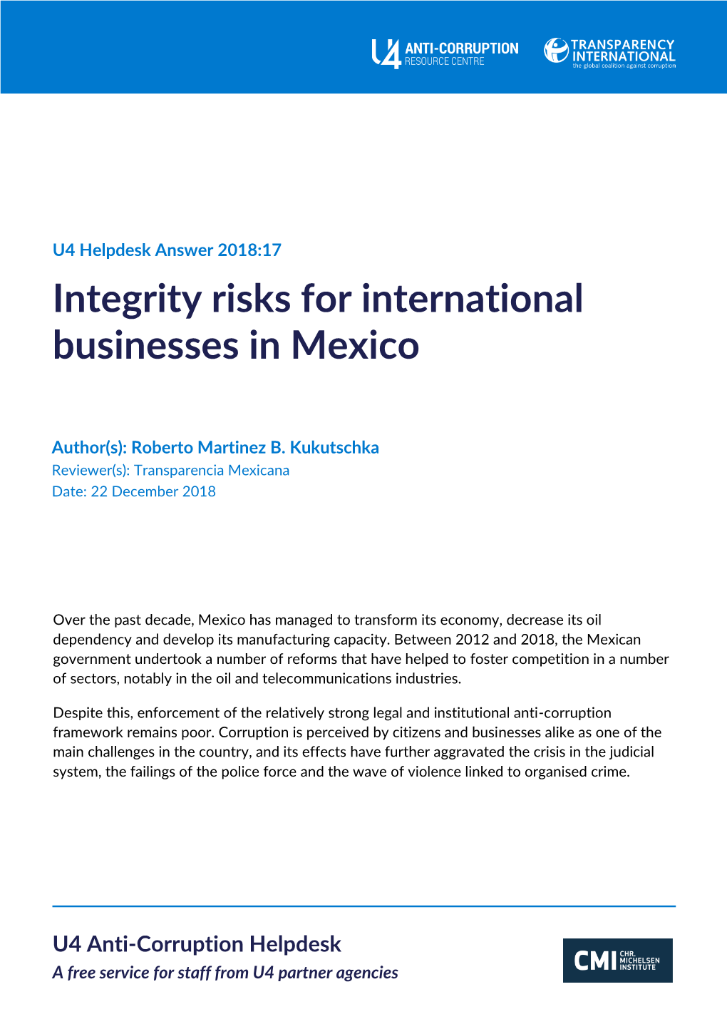 Integrity Risks for International Businesses in Mexico