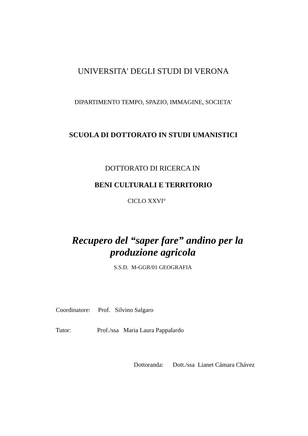 Recupero Del “Saper Fare” Andino Per La Produzione Agricola