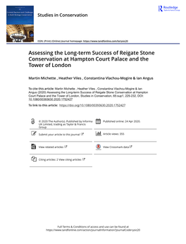 Assessing the Long-Term Success of Reigate Stone Conservation at Hampton Court Palace and the Tower of London