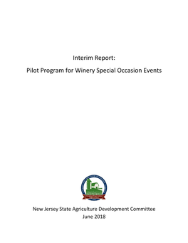 Interim Report: Pilot Program for Winery Special Occasion Events