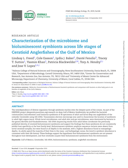 Characterization of the Microbiome and Bioluminescent Symbionts Across Life Stages of Ceratioid Anglerfishes of the Gulf of Mexico