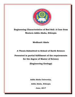 Engineering Characteristics of Red Soil a Case from Western Addis Ababa, Ethiopia