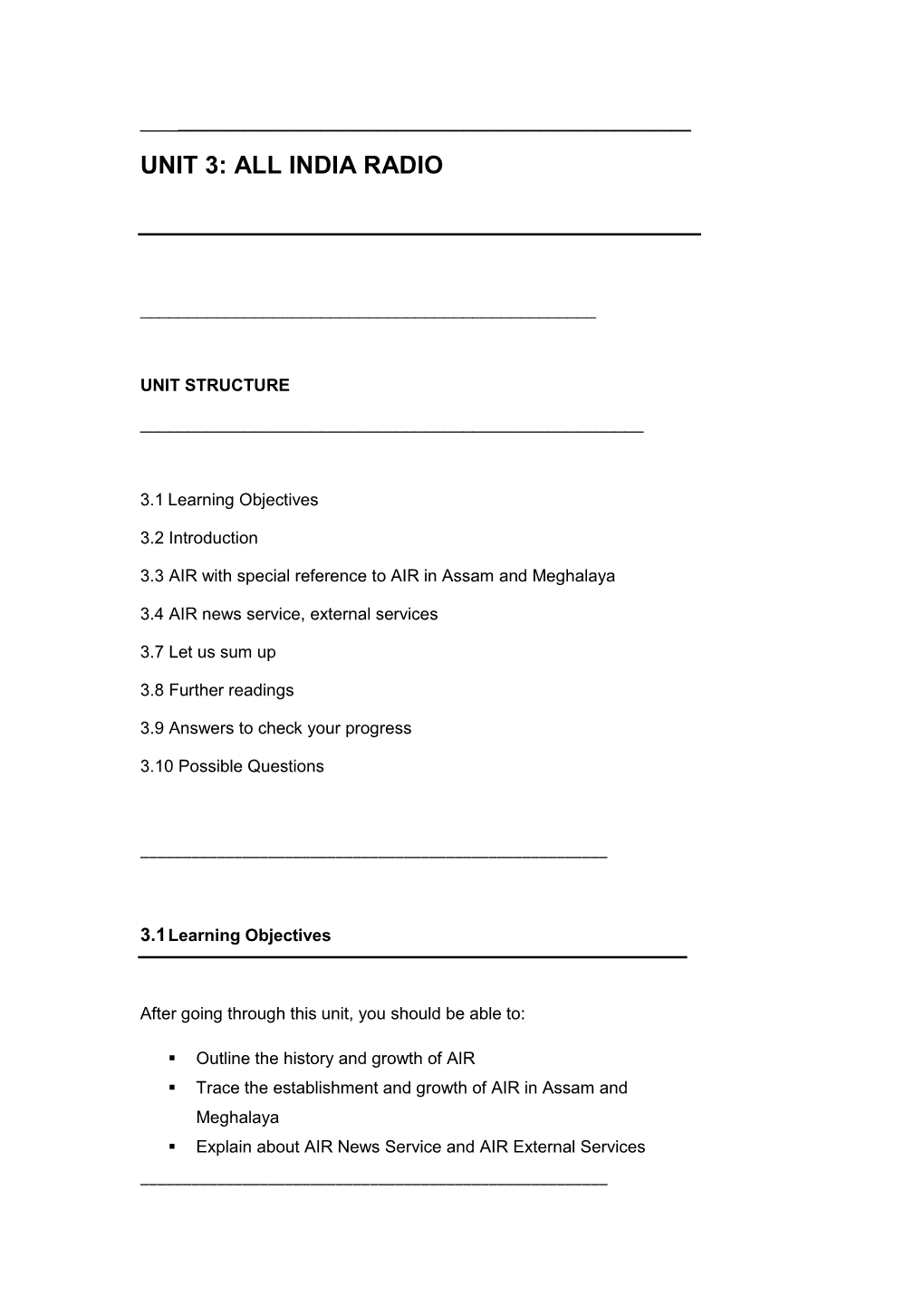 Unit 3: All India Radio