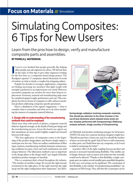 Simulating Composites: 6 Tips for New Users Learn from the Pros How to Design, Verify and Manufacture Composite Parts and Assemblies
