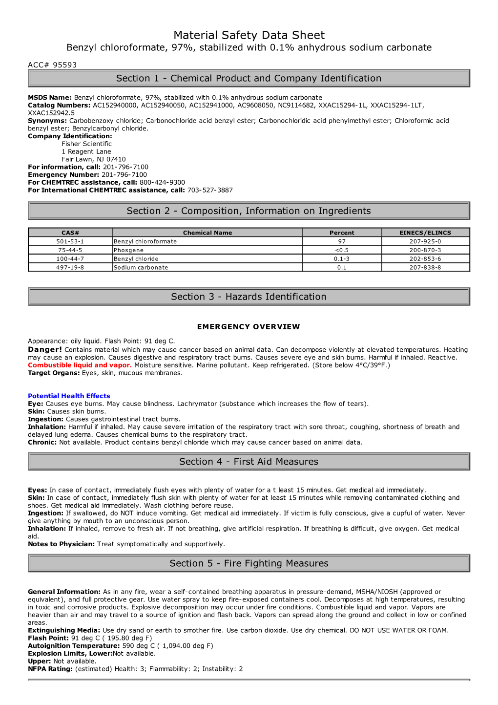 Material Safety Data Sheet