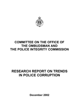 Research Report on Trends in Police Corruption
