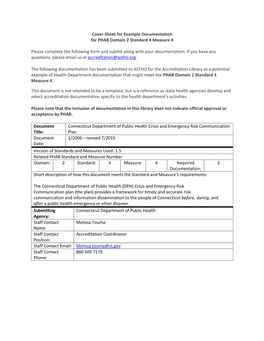 Example Documentation for PHAB Domain 2 Standard 4 Measure 4