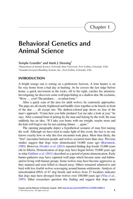 Behavioral Genetics and Animal Science