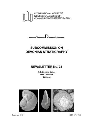 Subcommission on Devonian Stratigraphy Newsletter No. 31