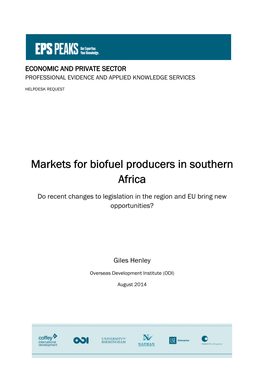 Markets for Biofuel Producers in Southern Africa