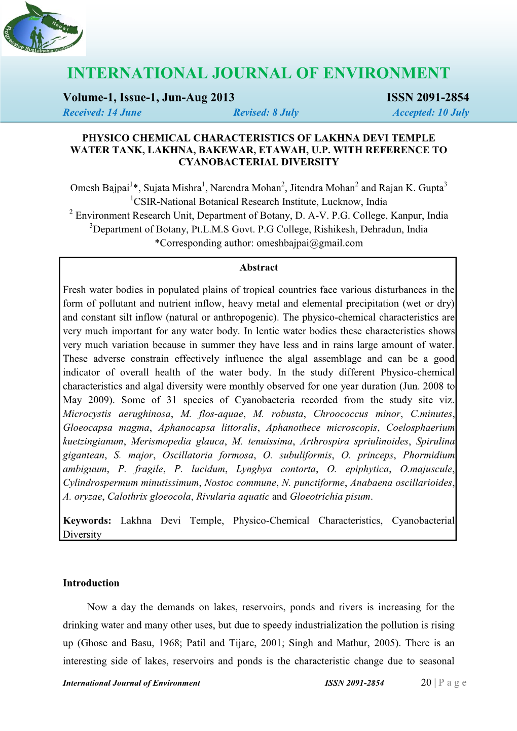 International Journal of Environment