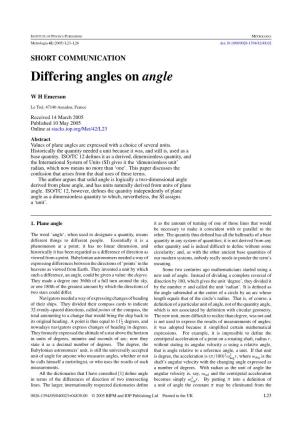 Differing Angles on Angle