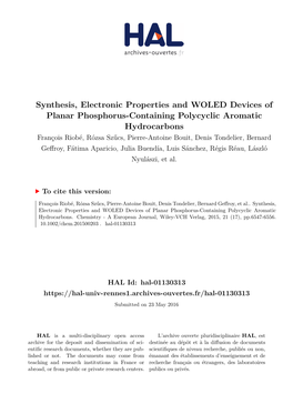 Synthesis, Electronic Properties and WOLED Devices of Planar