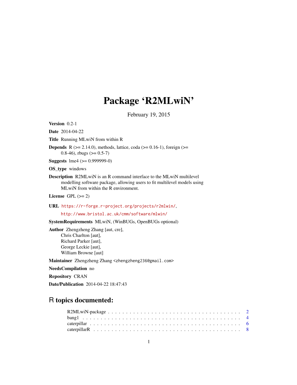 Package 'R2mlwin'