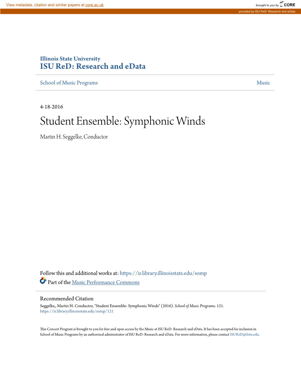 Student Ensemble: Symphonic Winds Martin H