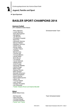 Basler Sport-Champions 2014