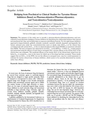 Bridging from Preclinical to Clinical Studies for Tyrosine Kinase Inhibitors Based on Pharmacokinetics/Pharmacodynamics and Toxicokinetics/Toxicodynamics