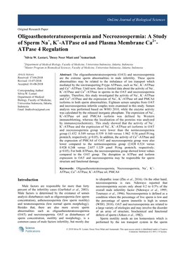 A Study of Sperm Na , K -Atpase Α4 and Plasma Membrane Ca