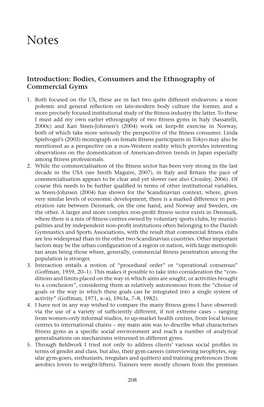 Introduction: Bodies, Consumers and the Ethnography of Commercial Gyms