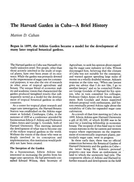 The Harvard Garden in Cuba-A Brief History