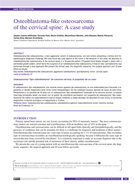 Osteoblastoma-Like Osteosarcoma of the Cervical Spine: a Case Study