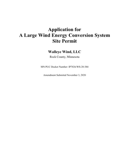 Application for a Large Wind Energy Conversion System Site Permit