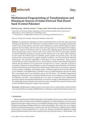 Multimineral Fingerprinting of Transhimalayan and Himalayan Sources of Indus-Derived Thal Desert Sand (Central Pakistan)