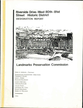 Riverside Drive-West 80Th-81St Street Historic District DESIGNATION REPORT