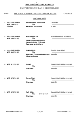 Sb List for 03.12.2018(Monday)