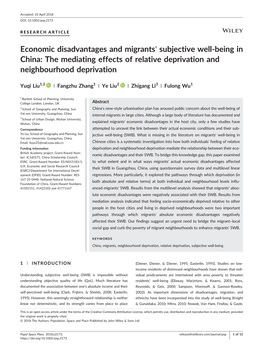 The Mediating Effects of Relative Deprivation and Neighbourhood Deprivation