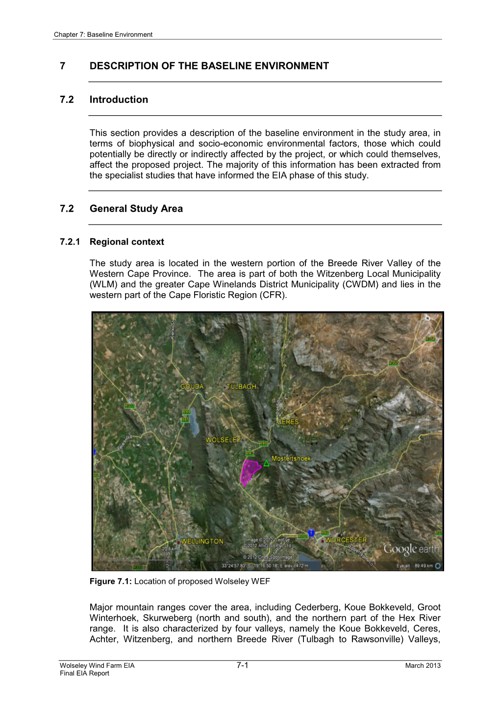 7 DESCRIPTION of the BASELINE ENVIRONMENT 7.2 Introduction