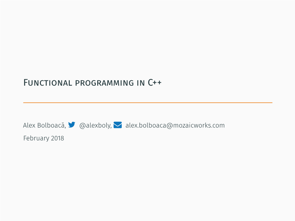 Functional Programming in C++