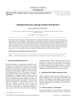 SCIENCE CHINA Immunosenescence and Age-Related Viral Diseases