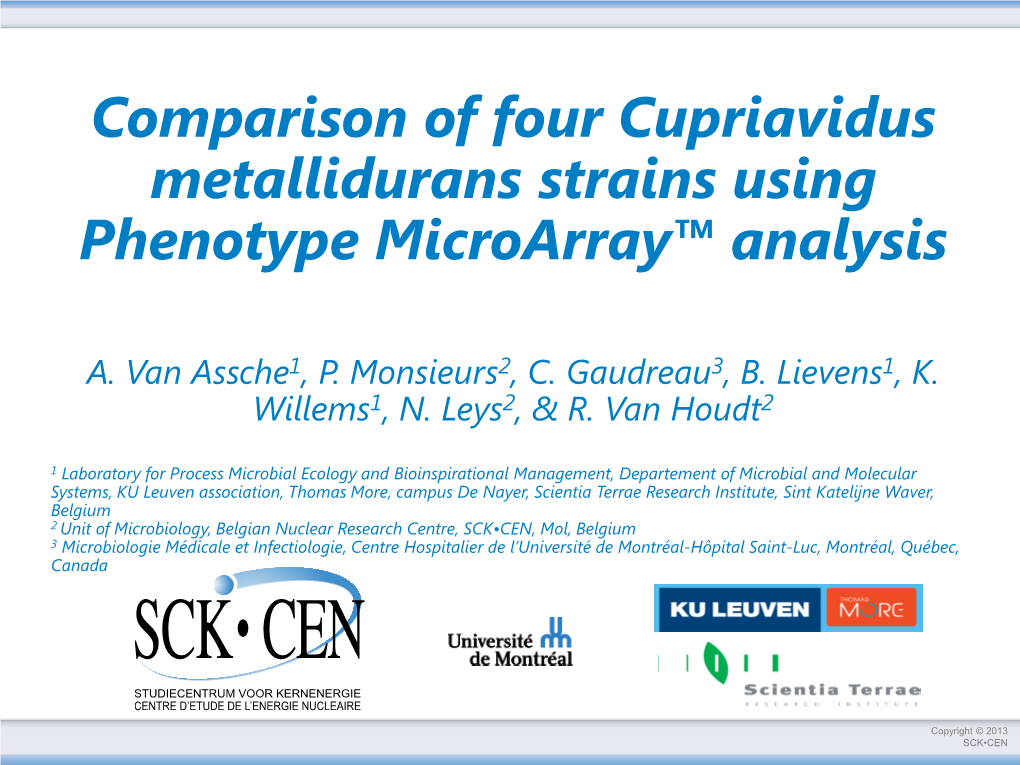 Cupriavidus Metallidurans Strains Using Phenotype Microarray™ Analysis