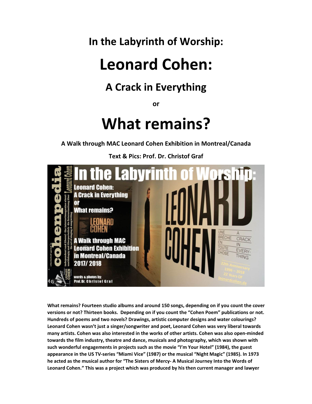 Leonard Cohen: What Remains?