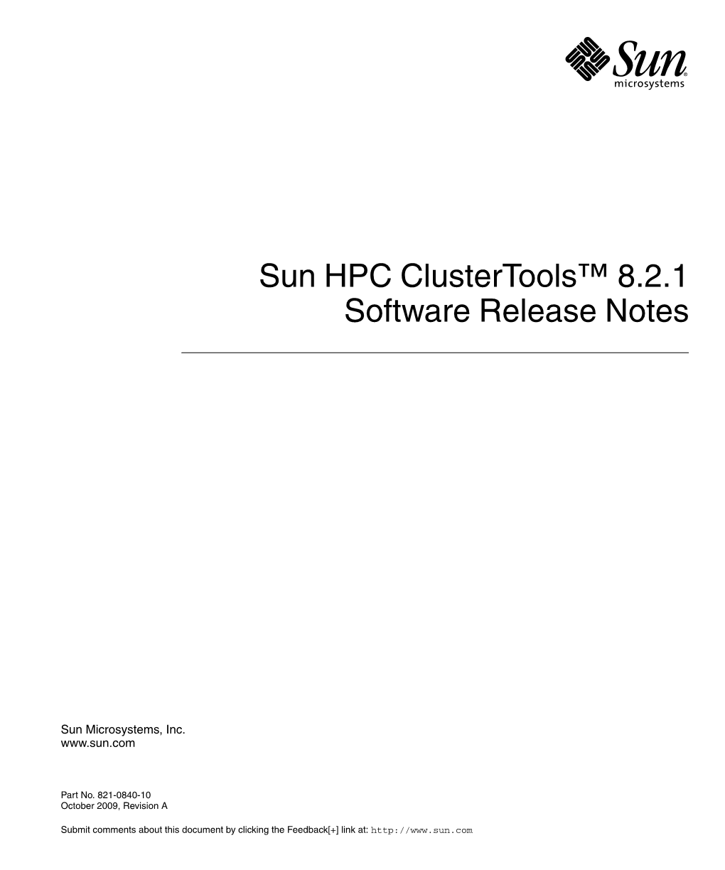 Sun HPC Clustertools 8.2.1 Software Release Notes