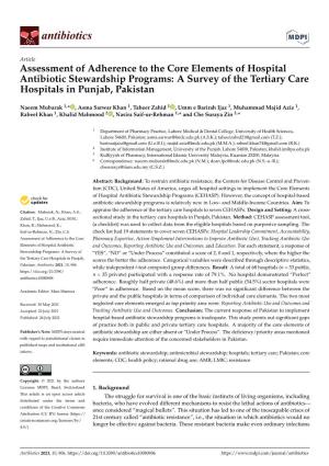 Assessment of Adherence to the Core Elements of Hospital Antibiotic Stewardship Programs: a Survey of the Tertiary Care Hospitals in Punjab, Pakistan
