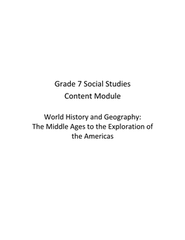 Grade 7 Social Studies Content Module