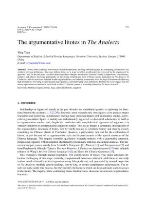 The Argumentative Litotes in the Analects