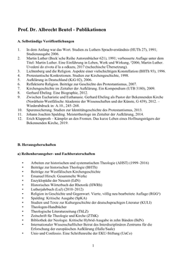 Prof. Dr. Albrecht Beutel - Publikationen