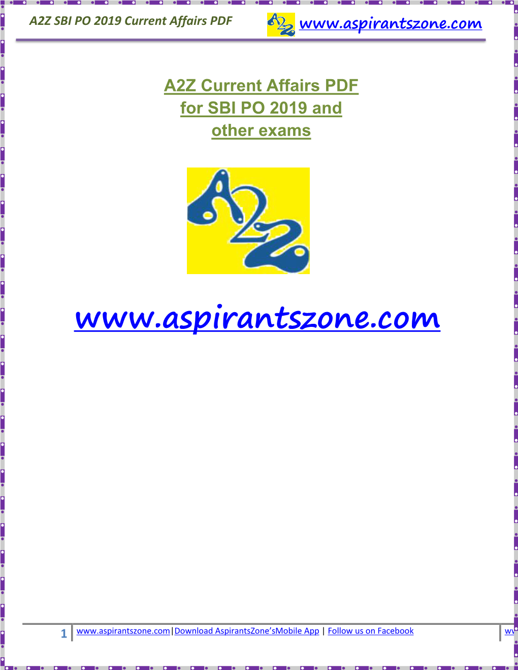 A2Z SBI PO 2019 Current Affairs PDF