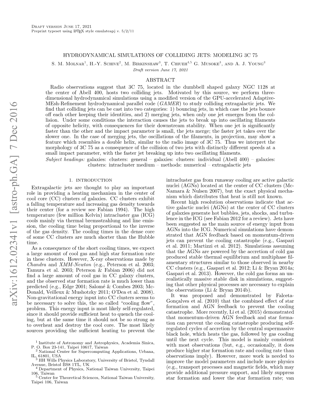 Hydrodynamical Simulations of Colliding Jets: Modeling 3C 75 S