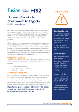 Update of Works in Greatworth to Edgcote May 2021 |