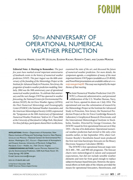 50Th Anniversary of Operational Numerical Weather Prediction