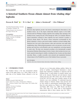 A Historical Southern Ocean Climate Dataset from Whaling Ships' Logbooks