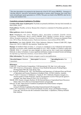 Mini Data Sheet on Cryptothelea Variegata (Publication Date: 2016)