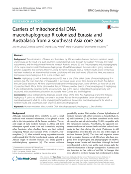 Carriers of Mitochondrial DNA Macrohaplogroup R Colonized
