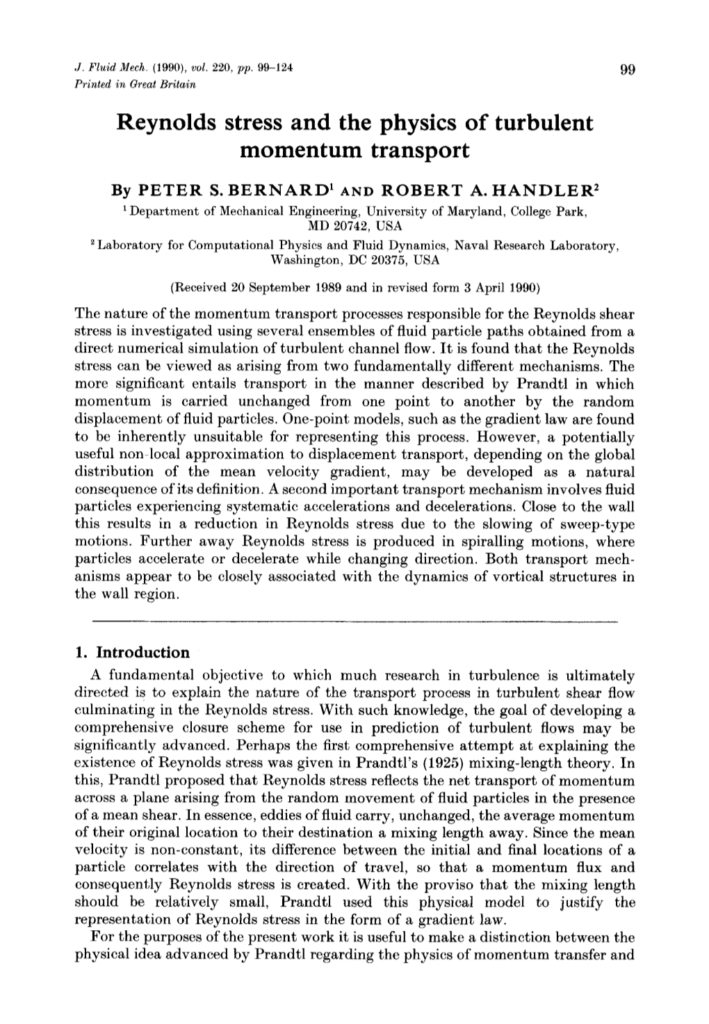 Reynolds Stress and the Physics of Turbulent Momentum Transport