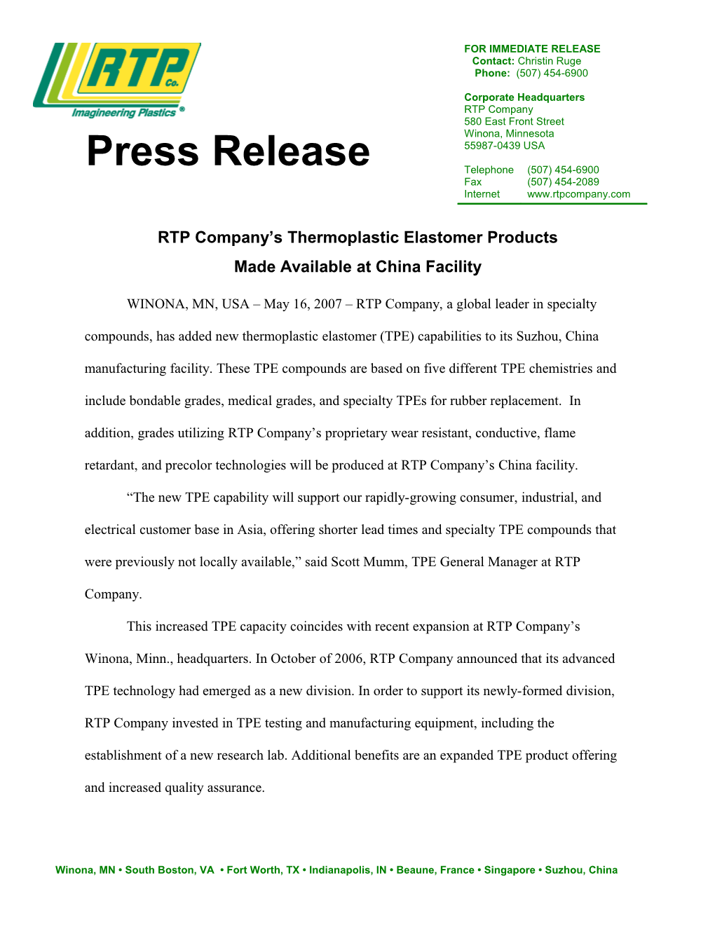 RTP Company Introduces New PEEK Sheet Products